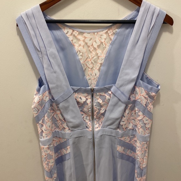 French Connection baby blue with white and neon pink lace dress - Picture 7 of 11